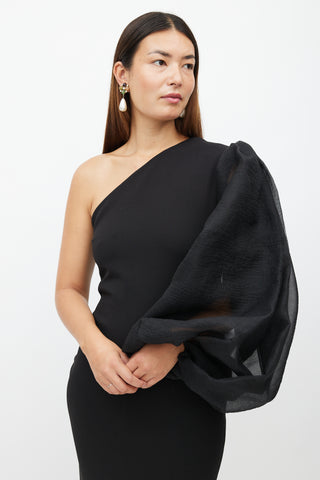 Solace London Black One Shoulder Maxi Dress