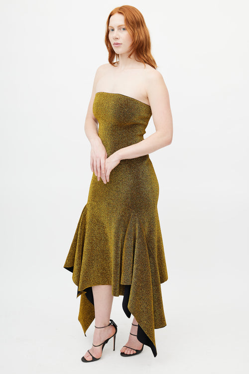 Solace London Gold Metallic Fishtail Dress