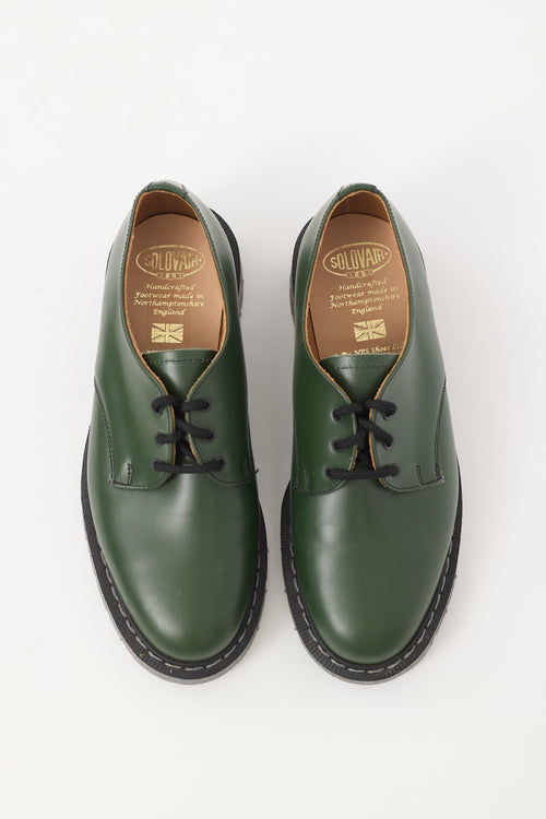 Solovair Green Leather 3-Eye Gibson Derby