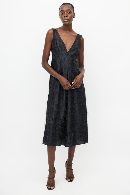 Sonia Rykiel Black Metallic Silk Dress