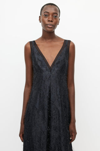 Sonia Rykiel Black Metallic Silk Dress