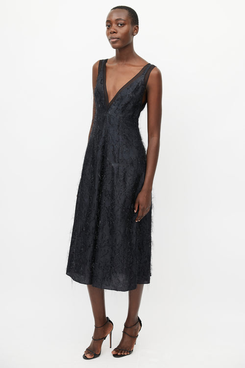 Sonia Rykiel Black Metallic Silk Dress