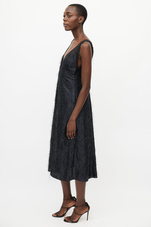 Sonia Rykiel Black Metallic Silk Dress