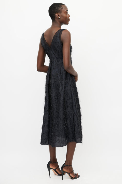 Sonia Rykiel Black Metallic Silk Dress