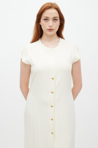 Sonia Rykiel Cream Cap Sleeved Midi Dress