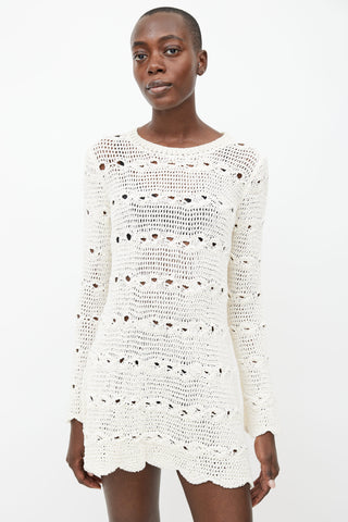 Sonia Rykiel Cream Semi Sheer Crochet Dress