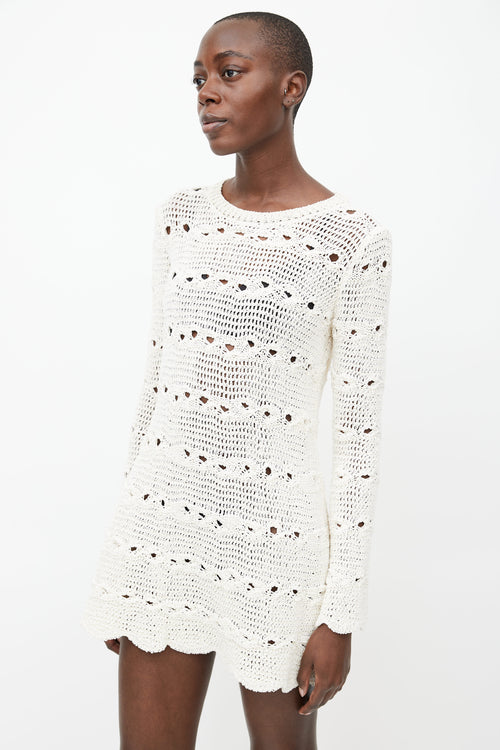 Sonia Rykiel Cream Semi Sheer Crochet Dress