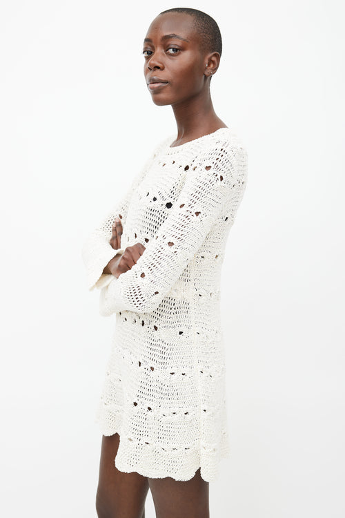 Sonia Rykiel Cream Semi Sheer Crochet Dress