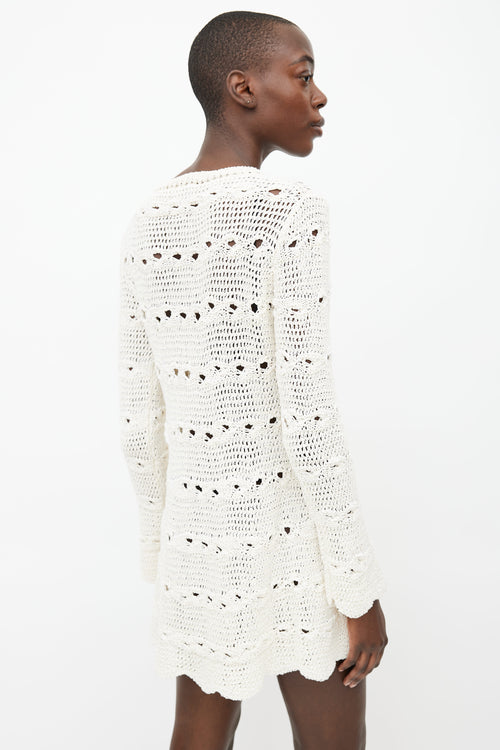 Sonia Rykiel Cream Semi Sheer Crochet Dress