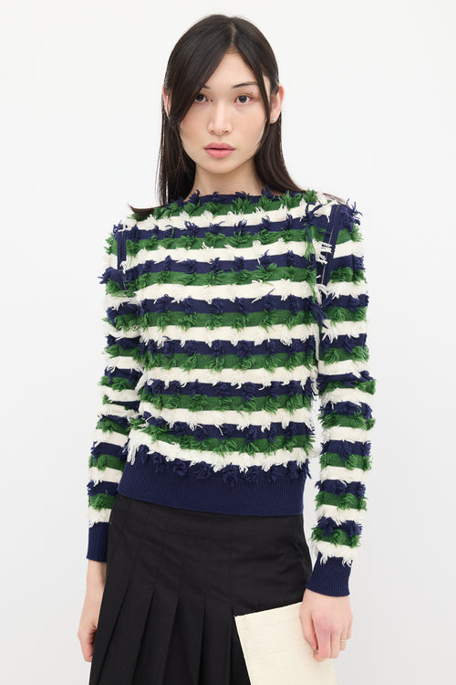 Sonia Rykiel Cream 
Multicolour Wool Knit Fringe Sweater