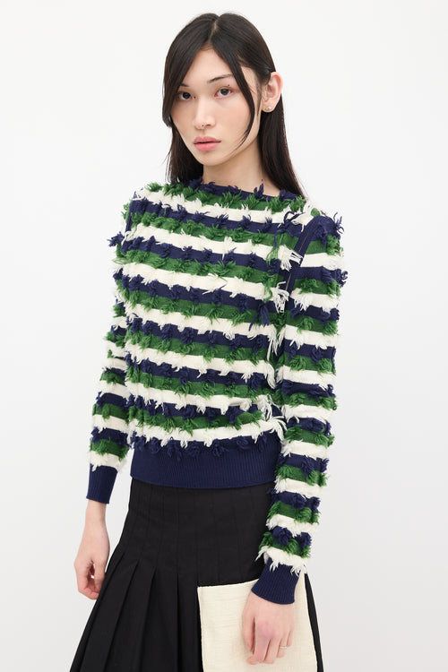 Sonia Rykiel Cream 
Multicolour Wool Knit Fringe Sweater