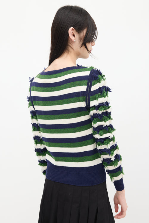 Sonia Rykiel Cream 
Multicolour Wool Knit Fringe Sweater