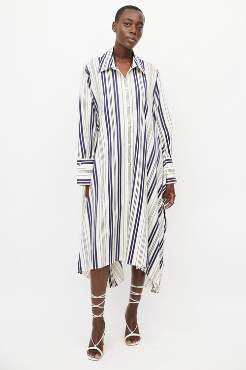 Sonia Rykiel Cream 
Navy Stripes Shirt Dress