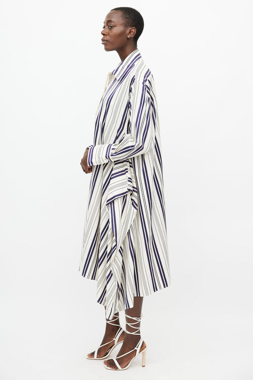 Sonia Rykiel Cream 
Navy Stripes Shirt Dress