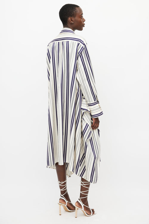 Sonia Rykiel Cream 
Navy Stripes Shirt Dress