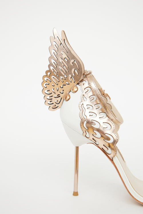 Sophia Webster White 
Bronze Wing Pump