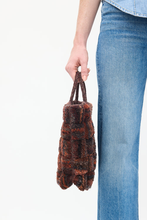 Sophie Digard Burgundy Wool Pile Knit Tote Bag