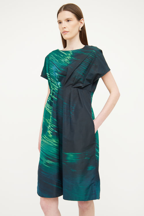 Marni Black 
Green Pleated Dress