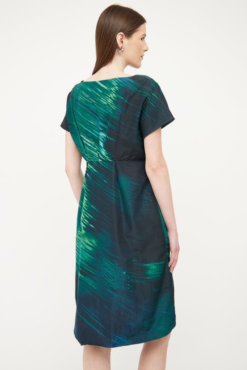 Marni Black 
Green Pleated Dress