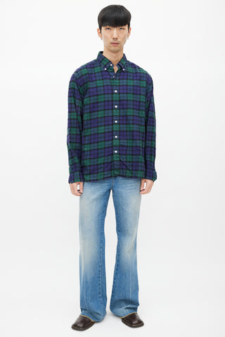 Sophnet Blue 
Green Plaid Shirt