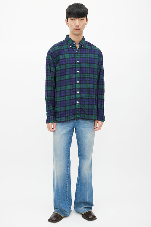 Sophnet Blue 
Green Plaid Shirt