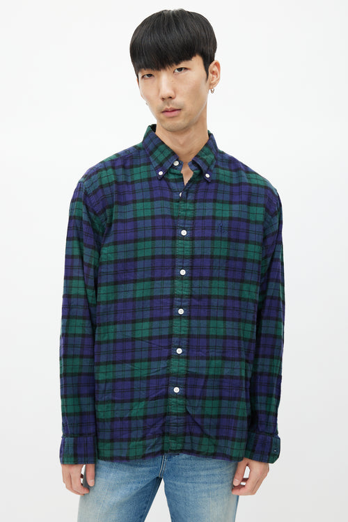 Sophnet Blue 
Green Plaid Shirt