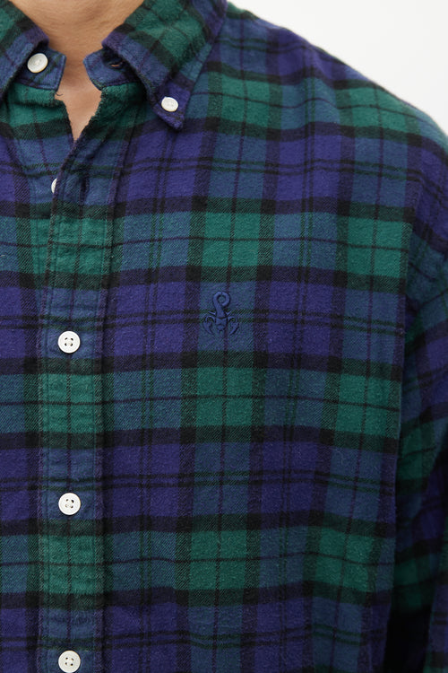 Sophnet Blue 
Green Plaid Shirt