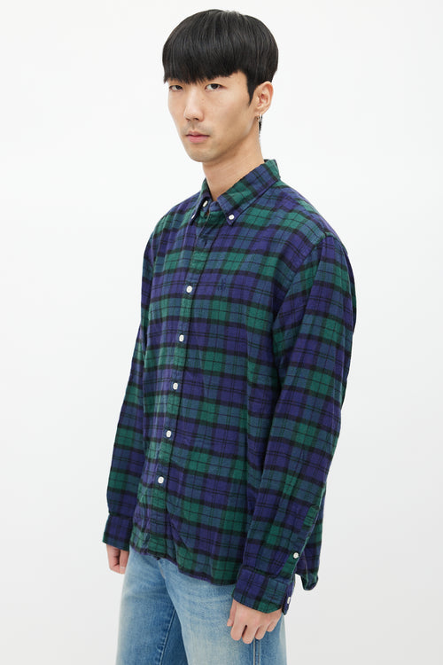 Sophnet Blue 
Green Plaid Shirt