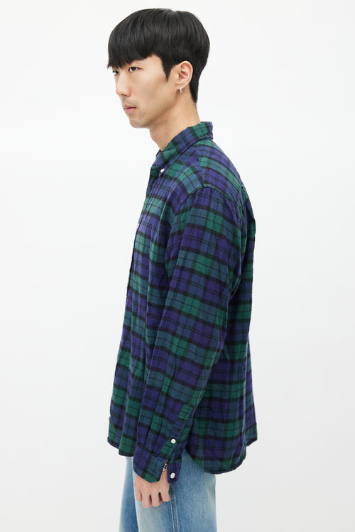 Sophnet Blue 
Green Plaid Shirt