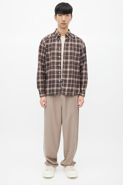 Sophnet Brown 
Multicolour Plaid Shirt