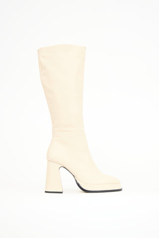 Souliers Martinez Cream Leather Begonia Platform Boot