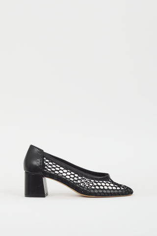 Souliers Martinez Black Leather 
Mesh Nova Balles Pump