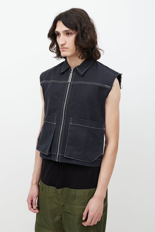 Spencer Badu Black Contrast Stitch Vest