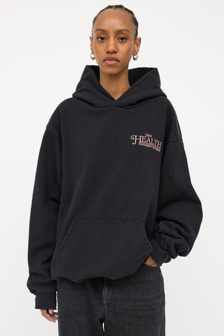 Sporty&Rich Black Logo Graphic Hoodie