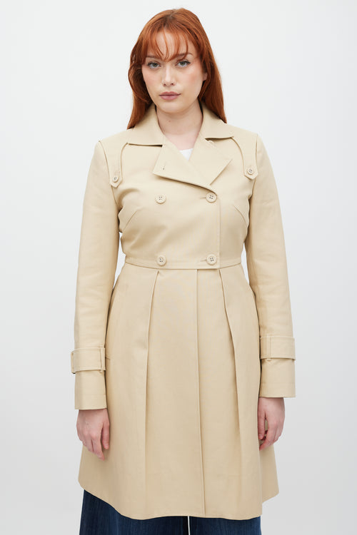 Sportmax Beige Double Breasted Pleated Trench Coat