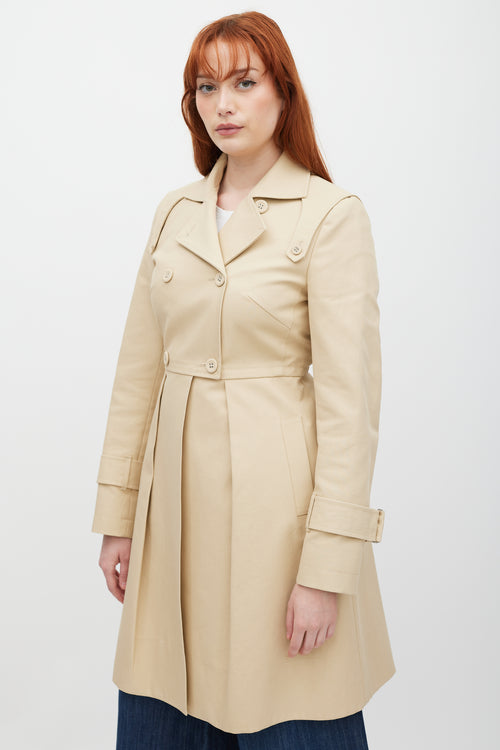 Sportmax Beige Double Breasted Pleated Trench Coat