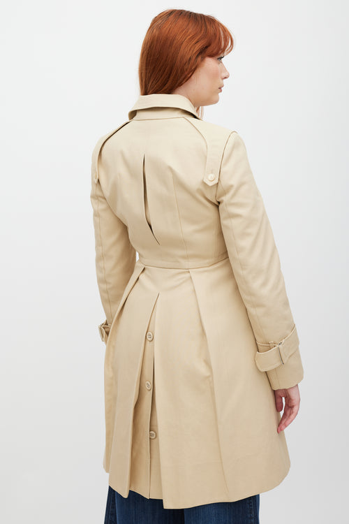 Sportmax Beige Double Breasted Pleated Trench Coat