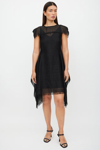 Sportmax Black Crocheted Fringe Dress