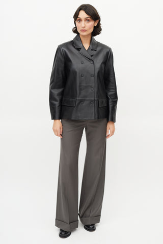 Sportmax Black Double Breasted Leather Jacket