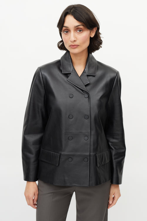 Sportmax Black Double Breasted Leather Jacket