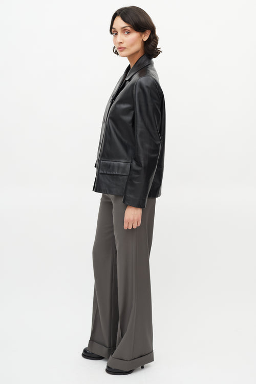 Sportmax Black Double Breasted Leather Jacket