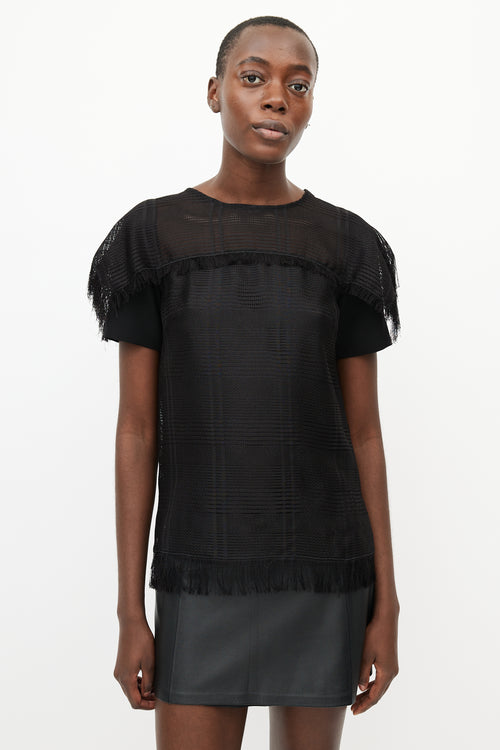 Sportmax Black Mesh Fringe Top