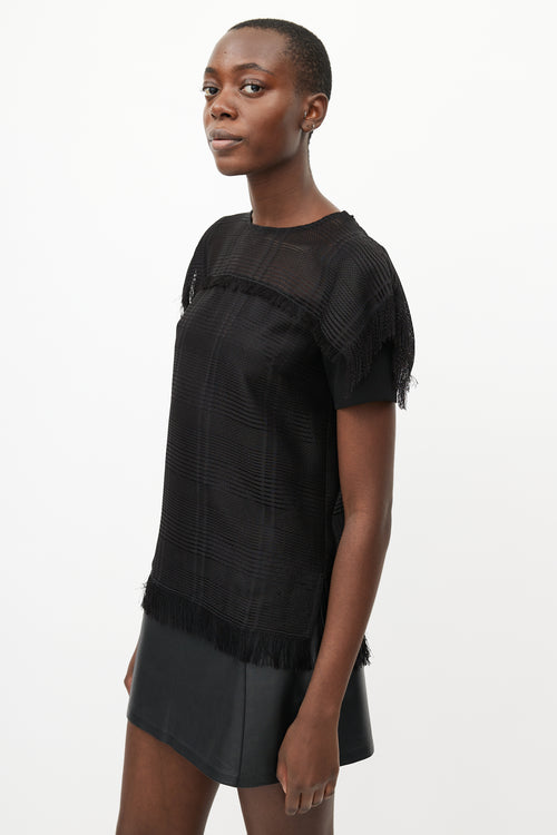 Sportmax Black Mesh Fringe Top