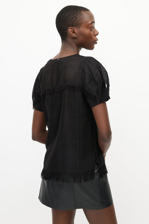 Sportmax Black Mesh Fringe Top