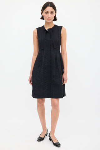 Sportmax Black Puckered A-Line Midi Dress