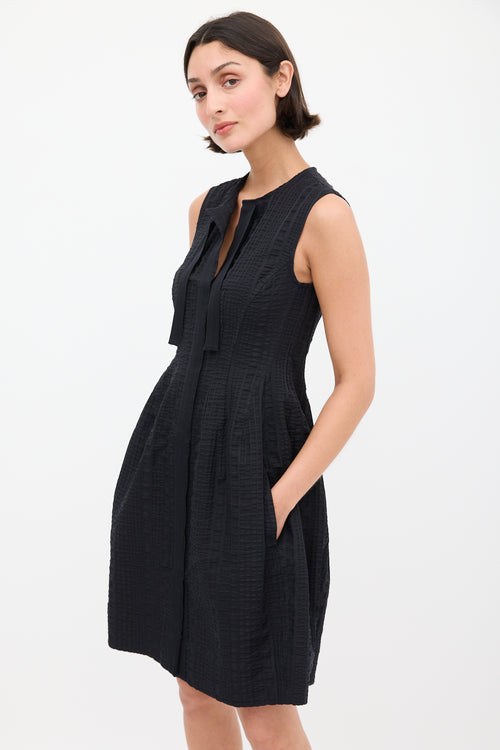 Sportmax Black Puckered A-Line Midi Dress