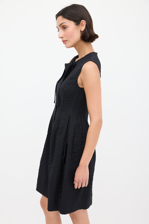 Sportmax Black Puckered A-Line Midi Dress