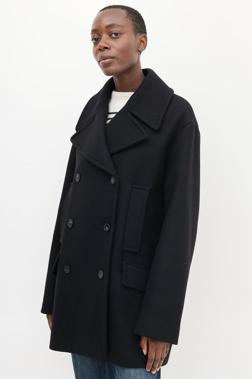 Sportmax Black Wool Double Breasted Coat