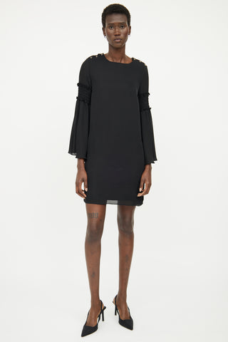 Sportmax Black Ruched Long Sleeve Dress