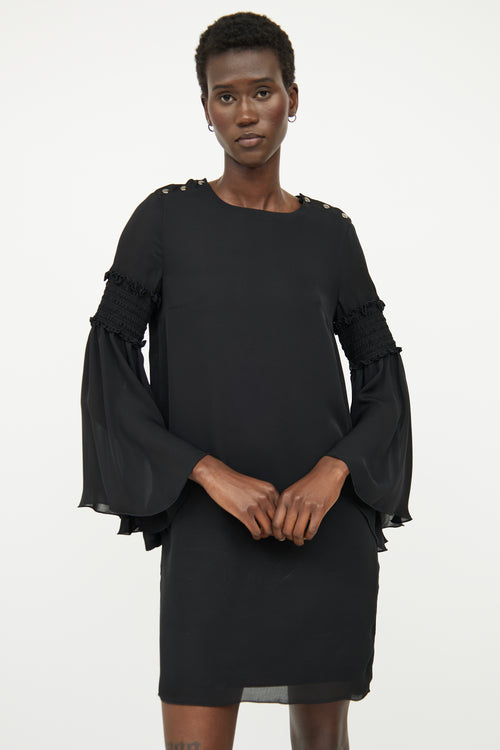 Sportmax Black Ruched Long Sleeve Dress